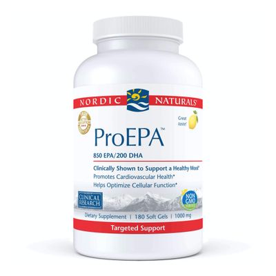Nordic Naturals ProEPA, Lemon - 180 Soft Gels - 1210 mg Omega-3 - High-Intensity EPA Formula for Healthy Mood, Heart Health &amp; Cellular Function - Non-GMO - 90 Servings