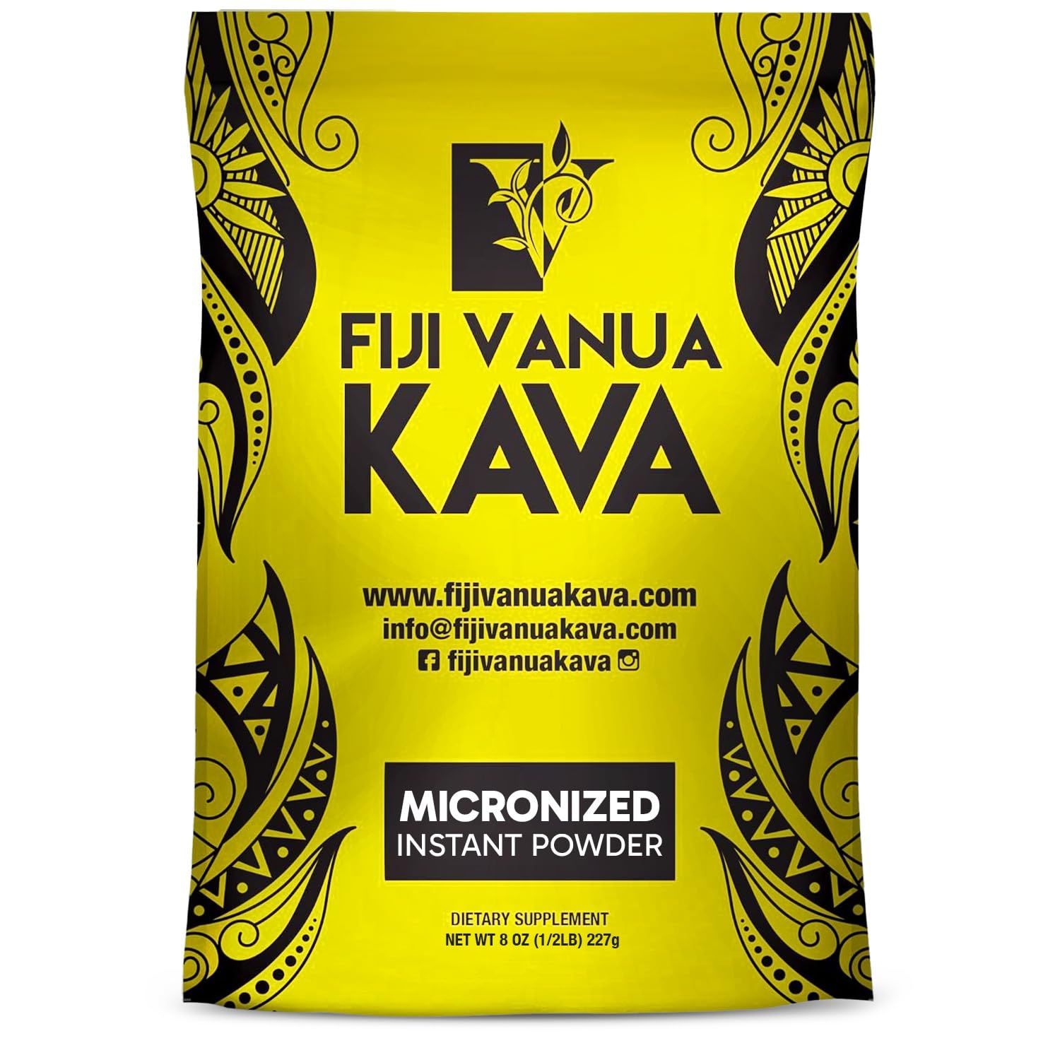 Fiji Vanua Kava Micronized Kava Powder, Portable and Easy to Prepare Kava Root Powder, No Straining Needed, Pure &amp; Strong Kava Drink Powder, 8 oz