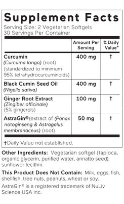 Smarter Nutrition Curcumin Turmeric Softgels - Absorbable &amp; Bioavailable, Curcumin Standardized to 95% with Black Seed Oil &amp; Ginger for Joint &amp; Immune Health - 6 Bottles (60 Each) [6-Month Supply]