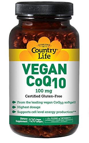 Country Life Simply CoQ10, Supports Heart Function, 100mg, 120 Softgels, Certified Gluten Free, Certified Vegan