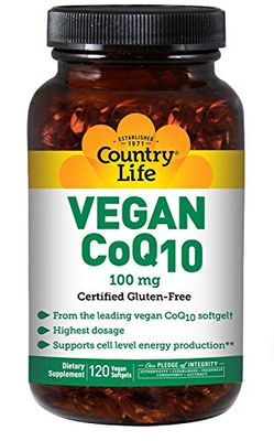 Country Life Simply CoQ10, Supports Heart Function, 100mg, 120 Softgels, Certified Gluten Free, Certified Vegan
