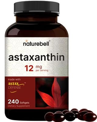 NatureBell Astaxanthin 12mg, 240 Softgels, Made with Astax (Max Strength from MicroAlgae), Natural Antioxidant for Skin &amp; Eye Health - Non-GMO &amp; No Gluten, 4 Month Supply
