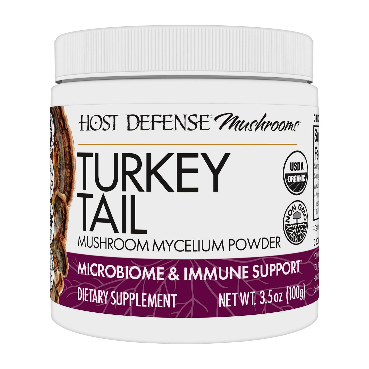 Host Defense Turkey Tail Mushroom Powder - Digestive Health &amp; Immune Response Support Supplement - Mushroom Supplement for Gastrointestinal &amp; Gut Microbiome Support - 3.5 oz (66 Servings)*