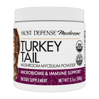 Host Defense Turkey Tail Mushroom Powder - Digestive Health &amp; Immune Response Support Supplement - Mushroom Supplement for Gastrointestinal &amp; Gut Microbiome Support - 3.5 oz (66 Servings)*