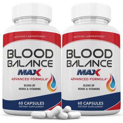 Justified Laboratories (2 Pack Blood Balance Max 1295MG Formula Supplement Pills 120 Capsules