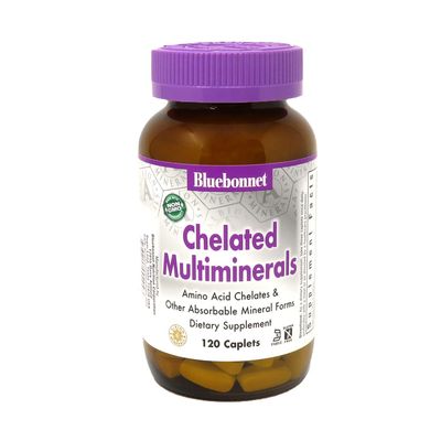 Bluebonnet Nutrition High Potency Chelated Multiminerals, Albion Chelated Minerals, Soy-Free, Gluten-Free, Non-GMO, Kosher Certified, Dairy-Free, 120 Caplets, 40 Servings