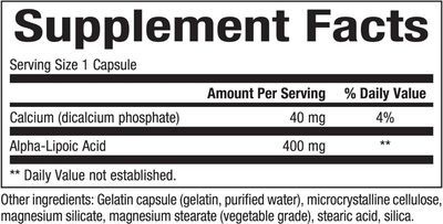 Natural Factors Alpha-Lipoic Acid 400 mg, Whole Body Antioxidant Support, 60 Capsules