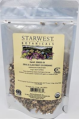 Starwest Botanicals Organic Devil&#39;s Claw Root Cut &amp; Sifted, 4 Ounces