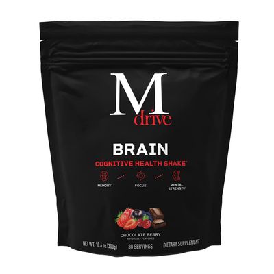 Mdrive Brain for Men, Nootropic and Cognitive Health Shake for Memory Preservation, Alertness, Calmness, Mental Focus, Cognitive Ability, Brain Function, Chocolate Berry Flavor, 30 Servings, 10.6oz