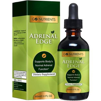 Go Nutrients Adrenal Edge Stress Relief &amp; Cortisol Management Supplement with Astragalus Ginkgo, Eleuthero Supports Healthy Energy Levels, Promotes Restful Sleep &amp; Adrenal Health 2.0 oz. | 48 Servings