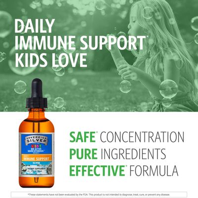 Sovereign Silver Bio-Active Silver Hydrosol for Kids Daily Immune Support - 2 oz Dropper