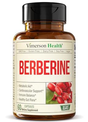 Berberine Supplement with Third Party Tested Berberine 1200mg Per Serving - Berberine HCl Supports the Immune System, Cardiovascular &amp; Gastrointestinal Function &amp; Metabolic Aid. Vegan &amp; Vegetarian