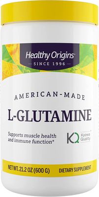 Healthy Origins L-Glutamine Powder, 600 g - Amino Acid &amp; Muscle Strength Support - American-Made L-Glutamine Powder - Immune Support Supplement - Vegan, Non-GMO &amp; Gluten-Free Supplement - 21.2 Oz