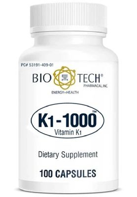 Bio-Tech Pharmacal K1-1000 (Vitamin K1) 100 Capsules - 3 Pack
