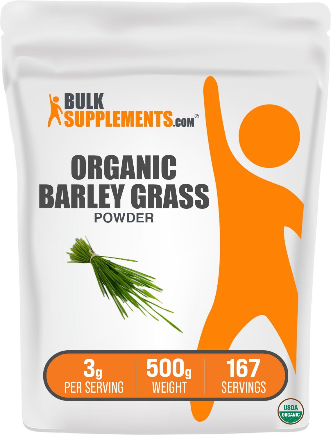 BulkSupplements.com Organic Barley Grass Powder - Green Superfood Powder, Barley Grass Powder Organic - Vegan-Friendly, Barley Powder - 3g per Serving, 500g (1.1 lbs) (Pack of 1)