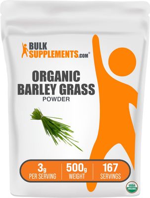 BulkSupplements.com Organic Barley Grass Powder - Green Superfood Powder, Barley Grass Powder Organic - Vegan-Friendly, Barley Powder - 3g per Serving, 500g (1.1 lbs) (Pack of 1)