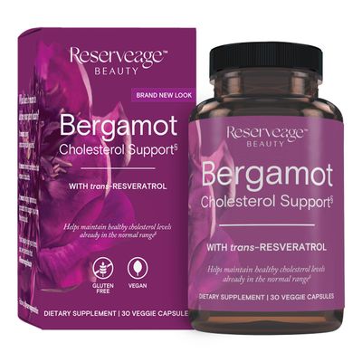 Reserveage Nutrition Reserveage Beauty, Bergamot Cholesterol Support with Resveratrol, Antioxidant Supplement for Cardiovascular Support &amp; Heart Health, Vegan, 30 Capsules (30 Servings)