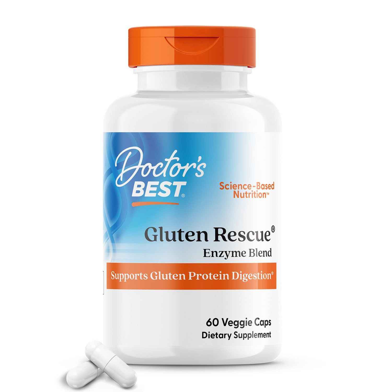 Doctor&#39;s Best Gluten Rescue with Glutalytic, Non-GMO, Vegan, 60 Count (Pack of 1)