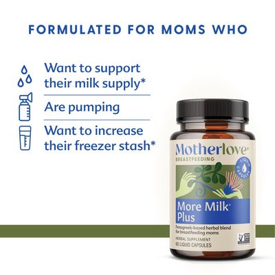Motherlove More Milk Plus (120 Capsule Value Size) Fenugreek-Based Lactation Supplement to Support Breast Milk Supply-Non-GMO, Organic Herbs, Vegan, Kosher, Soy-Free