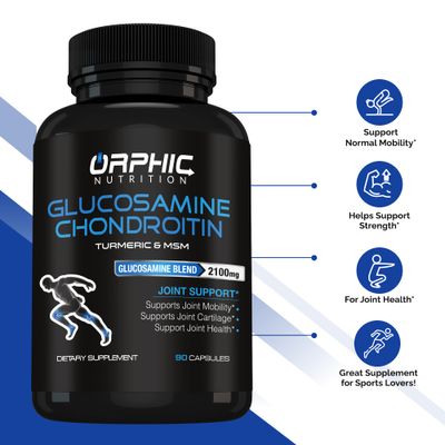 ORPHIC NUTRITION Glucosamine Chondroiting MSM 2100MG (90 Caps) - Joint Support Supplement for Men & Women* - Supports Joint Cartilage & Mobility