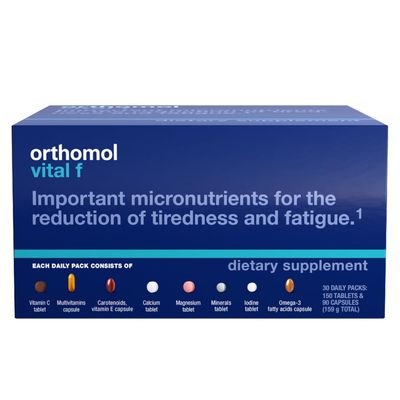 Orthomol Vital F Women&#39;s Multivitamin Tablets - 30-Day Supply for Enhanced Vitality, Energy, and Reduced Fatigue with Vitamins A, B, C, D, E, K, Calcium, Iodine &amp; Omega-3