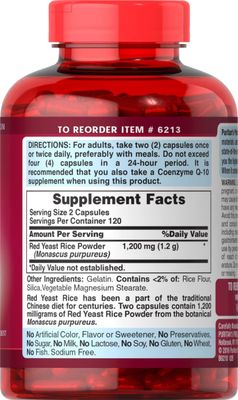 Puritan's Pride Doctors Trust Red Yeast Rice 600mg, Dietary Supplement, 240 Rapid Release Capsules