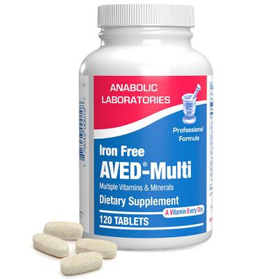 Iron Free Daily Multivitamin for Men and Women, 60 Tablets - AVED Daily Multi Vitamin and Minerals Health Supplement - Vitamins A, C, D, E, Vitamin B Complex, Zinc, Calcium, Magnesium, More