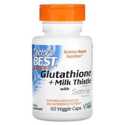 Doctor&#39;s Best Glutathione + Milk Thistle Contains Setria, Liver Health Support, Antioxidant Support, 60 VC