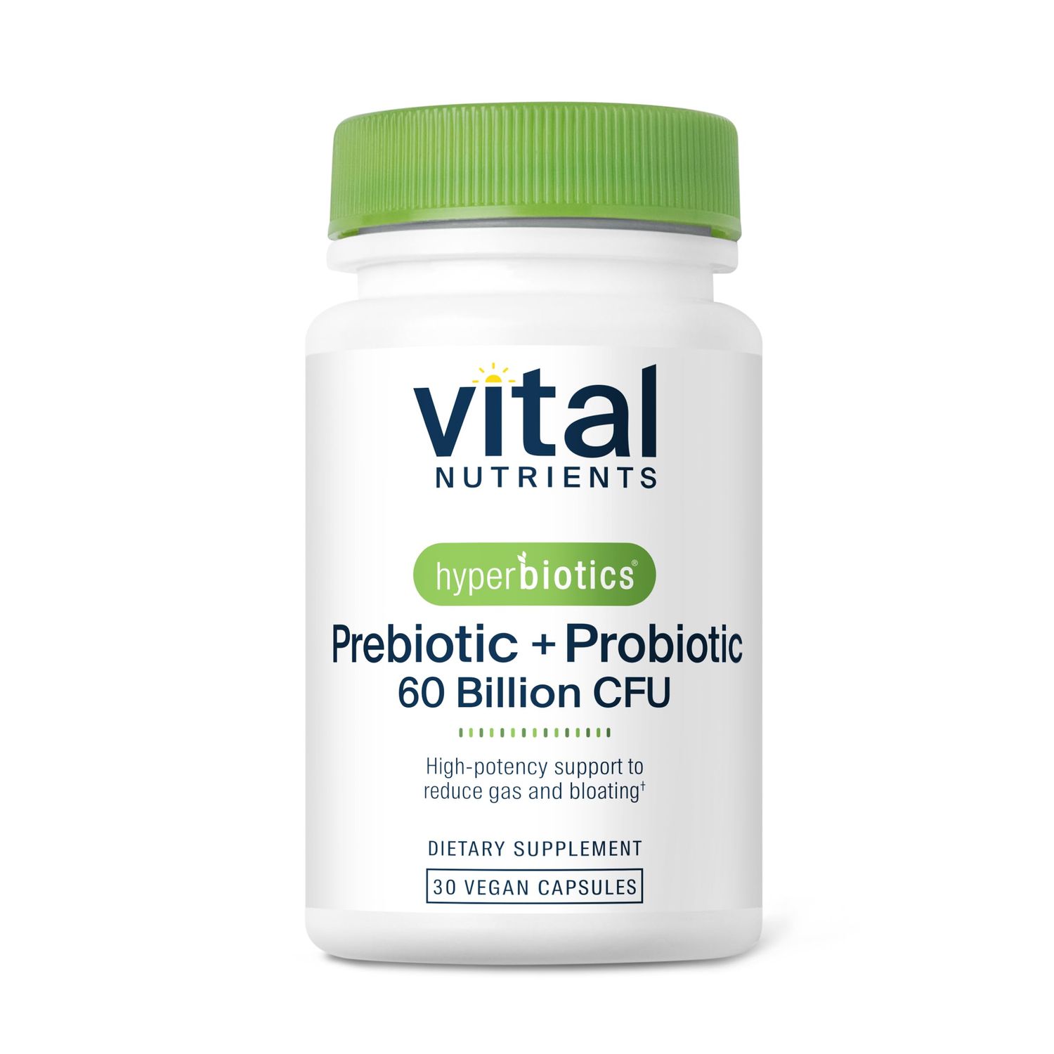 Hyperbiotics Vital Nutrients Prebiotic + Probiotic 60 Billion CFU (Prev. Pre+Pro 60B) | High-Potency Immune &amp; Upper Respiratory Probiotic | Reduce Gas &amp; Bloating | Shelf-Stable | Vegan | 30 Capsules