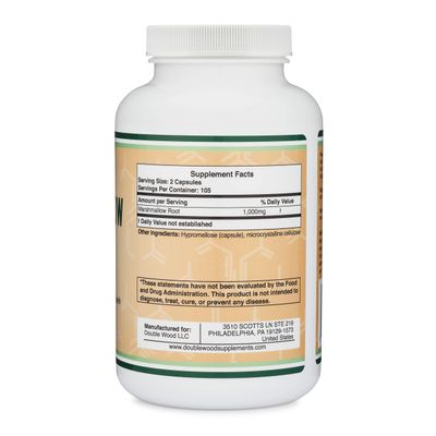 Marshmallow Root Capsules (210 Count, 1,000mg per Serving) High in Mucilage to Support Respiratory, Skin and Gut Repair (Vegan Safe, Gluten Free) by Double Wood