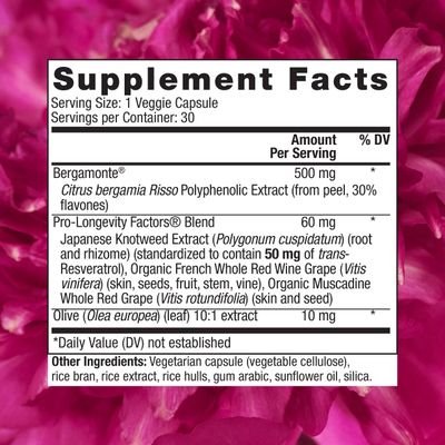 Reserveage Nutrition Reserveage Beauty, Bergamot Cholesterol Support with Resveratrol, Antioxidant Supplement for Cardiovascular Support &amp; Heart Health, Vegan, 30 Capsules (30 Servings)