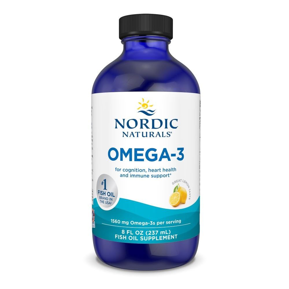 Nordic Naturals Omega-3, Lemon Flavor - 8 oz - 1560 mg Omega-3 - Fish Oil - EPA &amp; DHA - Immune Support, Brain &amp; Heart Health, Optimal Wellness - Non-GMO - 48 Servings