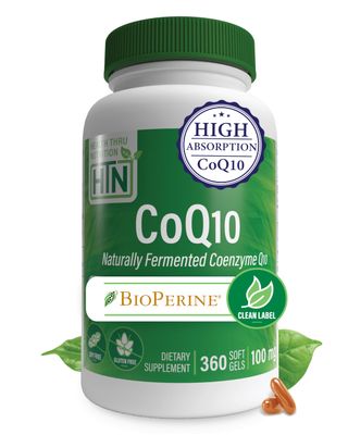 Health Thru Nutrition CoQ-10 100mg with BioPerine 360 Softgels | High Absorption Naturally Fermented USP Grade Coenzyme Q10 | 3rd Party Tested | Heart Health and Energy Support | Non-GMO