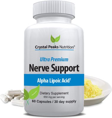 Nerve Support Supplement - Natural Vitamins with 650mg non-GMO ALA Alpha Lipoic Acid - Premium Nerve Support Supplement - Hands &amp; Feet - Tingling, Numbness - 60 Veggie Capsules