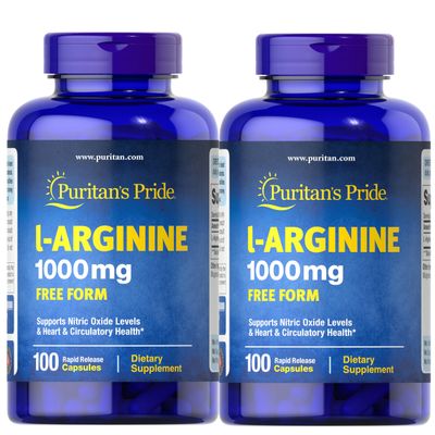 Puritan&#39;s Pride L-Arginine 1000mcg , 100 Count (Pack of 2) , total 200