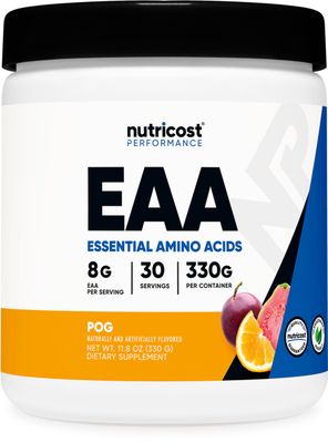 Nutricost EAA Powder 30 Servings - Passion Fruit, Orange, and Guava (POG) - Essential Amino Acids - Non-GMO, Gluten Free, Vegetarian Friendly