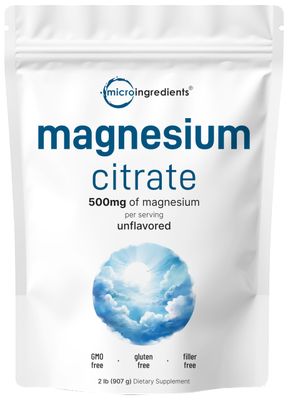 Pure Magnesium Citrate Powder (Citrato de Magnesio en polvo), 2 Pounds (32 Ounce), Pure and Filler Free, Relaxation and Nutrient Utilization, Vegan