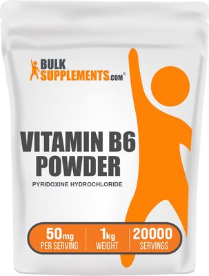 BulkSupplements.com Pyridoxine HCl Powder - Vitamin B6 Supplement, Vitamin B6 50mg - for Immune Support, Gluten Free, 50mg of Pyridoxine B6 per Serving, 1kg (2.2 lbs) (Pack of 1)