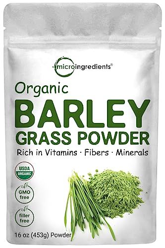 Organic Barley Grass Powder, 16 Ounces | US Grown | Rich in Vitamins, Minerals, Fibers, &amp; Antioxidants | Superfood Greens Mix for Immune Health and Digestion Support | Non-GMO