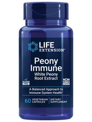 Life Extension Peony Immune, White Peony Root, Immune Health Support, Immune System, Gluten-Free, Non-GMO, Vegetarian, 60 Capsules