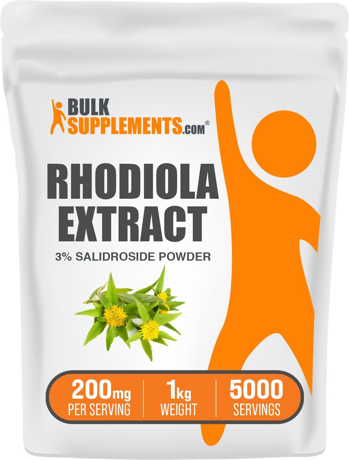 BulkSupplements.com Rhodiola Extract Powder - 3% Salidrosides, Rhodiola Rosea Extract - Herbal Supplement, Gluten Free, 200mg per Serving, 1kg (2.2 lbs) (Pack of 1)