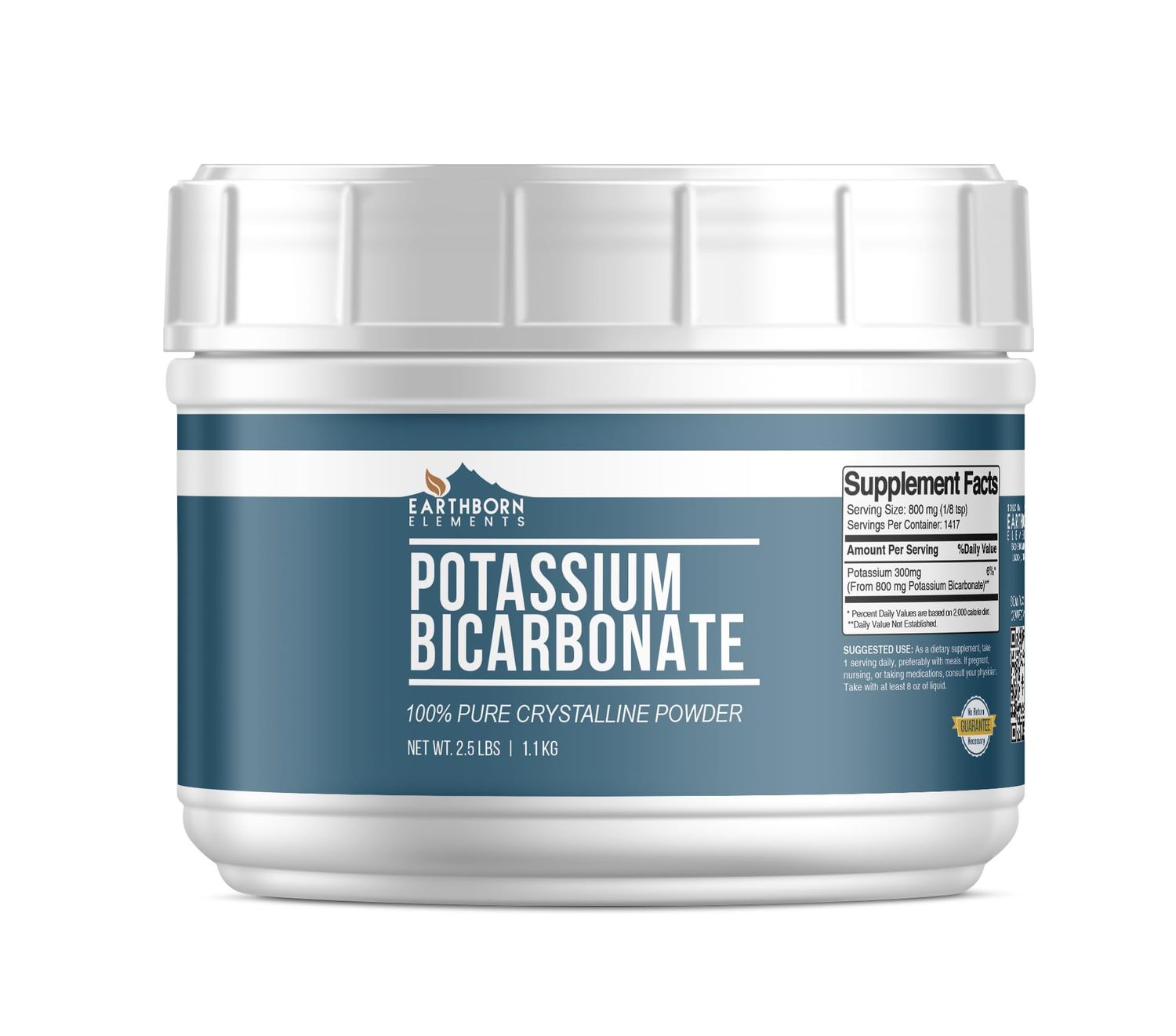 Earthborn Elements Potassium Bicarbonate (2.5 lb), Mess-Free Tub, Pure &amp; Undiluted