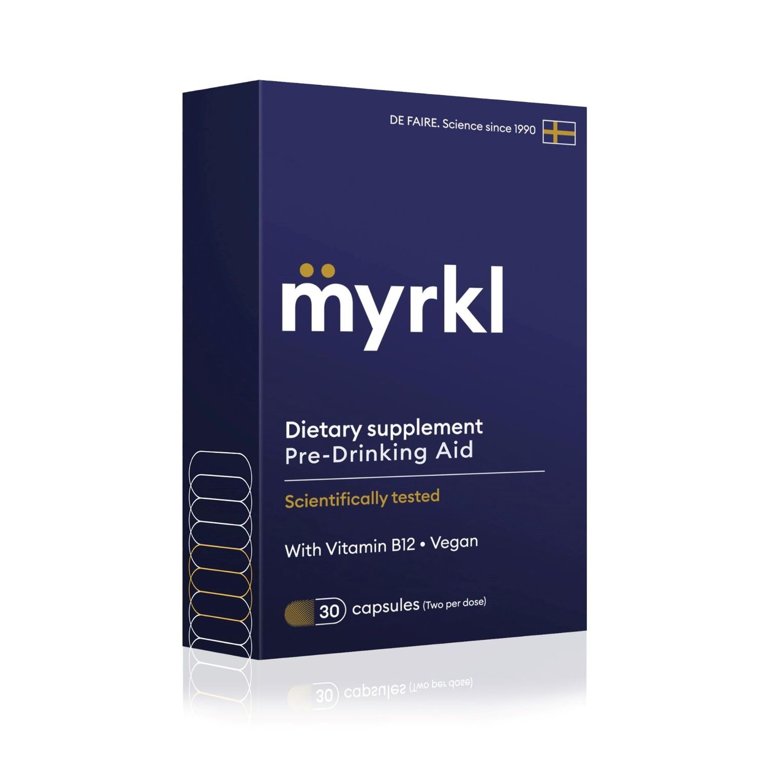 Myrkl Unique Pre-Drinking Supplement for Liver Health Support, Helps Morning Energy with High-Performing Probiotic, L Cysteine &amp; Vitamin B12, Social Evening, Party &amp; Vacation Essentials, 30 Capsules