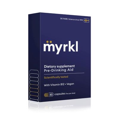 Myrkl Unique Pre-Drinking Supplement for Liver Health Support, Helps Morning Energy with High-Performing Probiotic, L Cysteine &amp; Vitamin B12, Social Evening, Party &amp; Vacation Essentials, 30 Capsules
