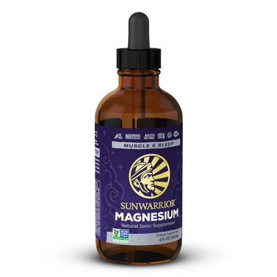 Sunwarrior Magnesium Mineral Supplement Natural Ionic Liquid Supplement Drink Additive | Features Trace Minerals to Support Brain Heart &amp; Muscle (4 FL Oz) 28 Servings
