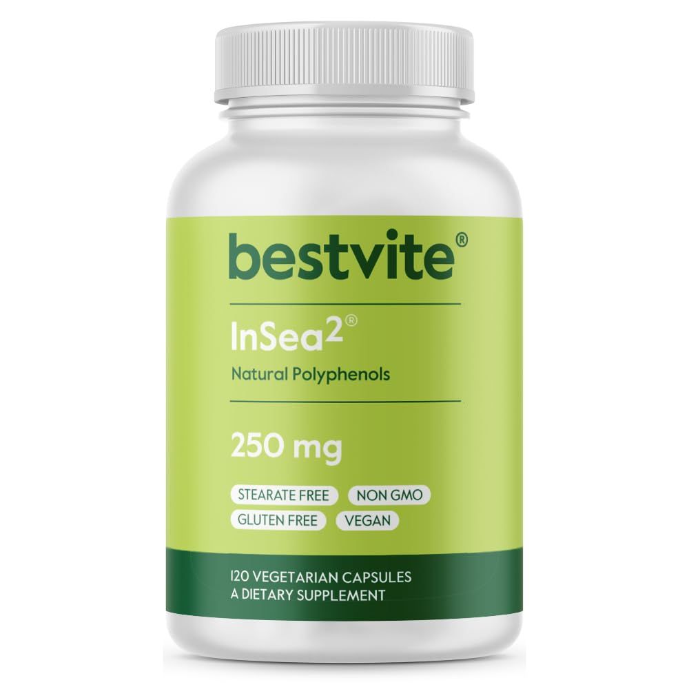 BESTVITE InSea2 250mg (120 Vegetarian Capsules) - Clinically Researched Blend of Kelp &amp; Bladderwrack - No Stearates - Vegan - Non GMO - Gluten Free