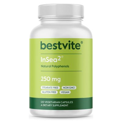 BESTVITE InSea2 250mg (120 Vegetarian Capsules) - Clinically Researched Blend of Kelp &amp; Bladderwrack - No Stearates - Vegan - Non GMO - Gluten Free