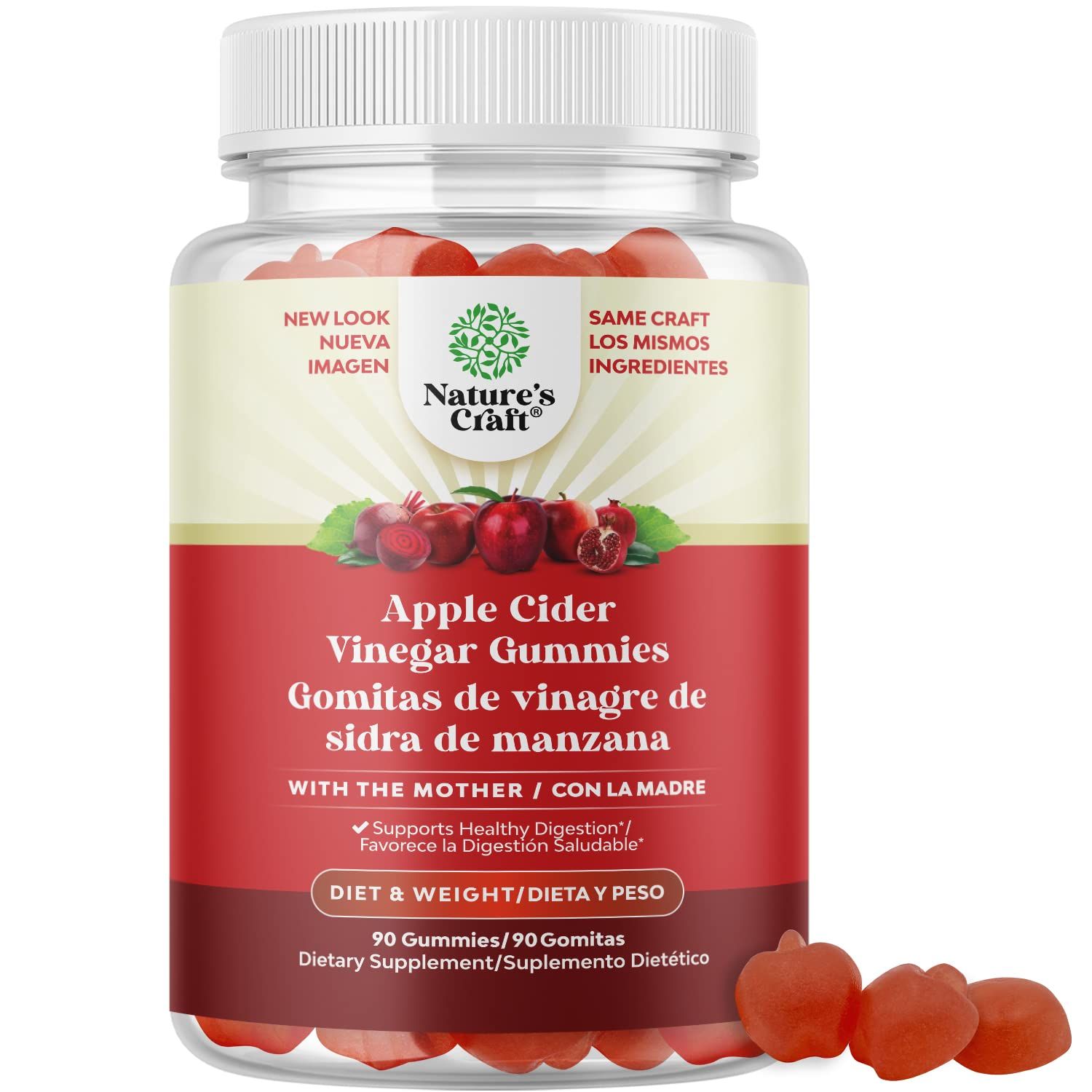 Gomitas ACV de Vinagre de Sidra de Manzana - Spercomida Infusionada ACV Gomitas de Vitaminas para Adultos para Apoyo al Sistema Digestivo para una del Sistema Inmunitario y una Piel Brillante