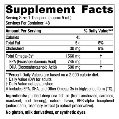 Nordic Naturals Omega-3, Lemon Flavor - 8 oz - 1560 mg Omega-3 - Fish Oil - EPA & DHA - Immune Support, Brain & Heart Health, Optimal Wellness - Non-GMO - 48 Servings