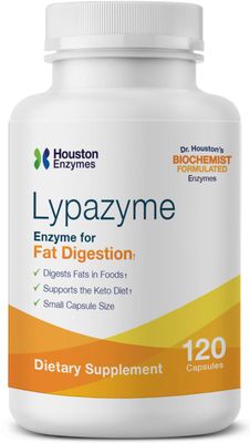 Houston Enzymes - Lypazyme - 120 Capsules - Professionally Formulated with 3 Different Lipase Enzymes - Supports Complete Breakdown of Triglyceride Fats - Excellent for High-Fat Diets
